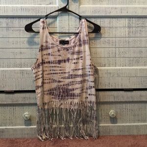 Tye Dye tank cropped w/ fringe